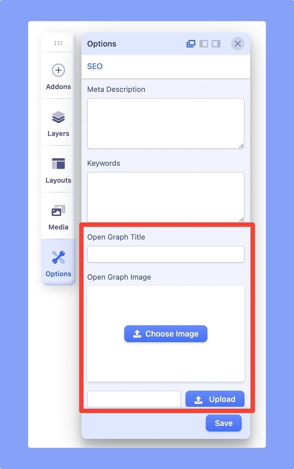 Open Graph Settings within SP Page Builder
