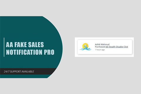 Joomla extension AA Fake Sales Notification Pro