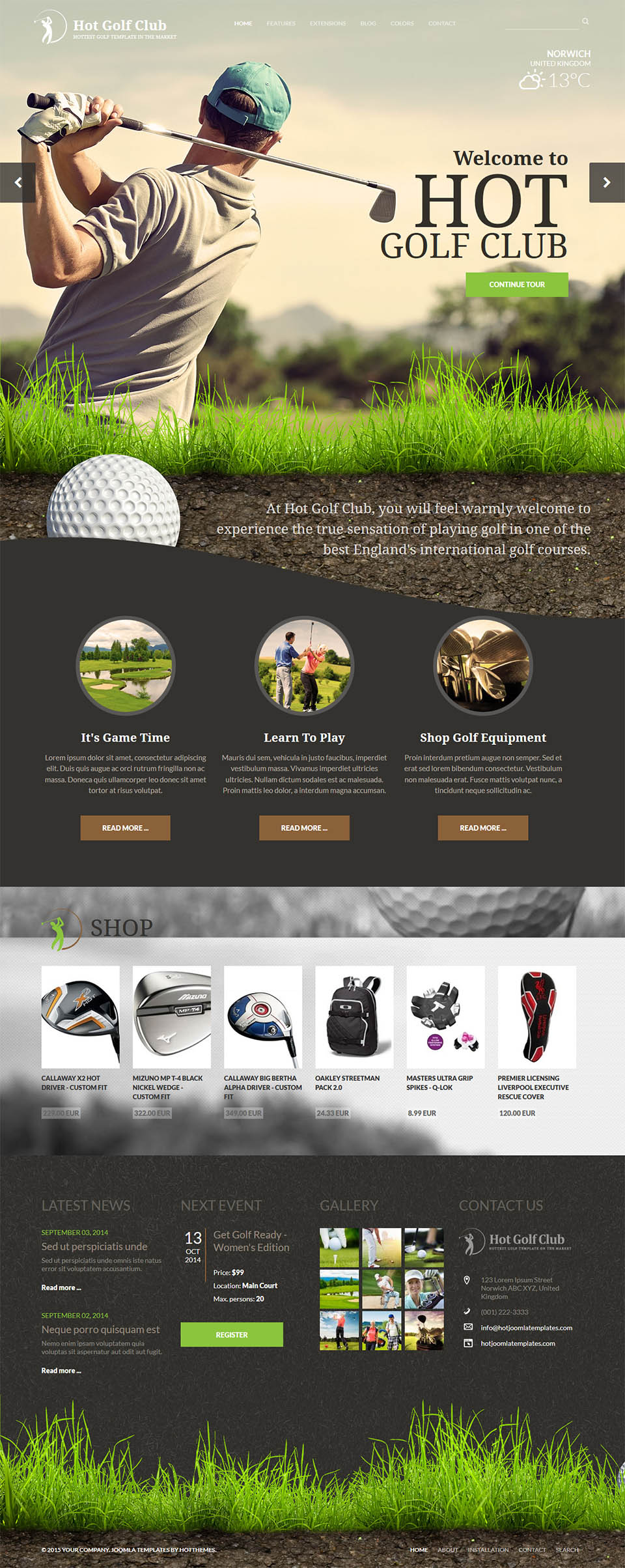 Joomla template HotThemes Golf