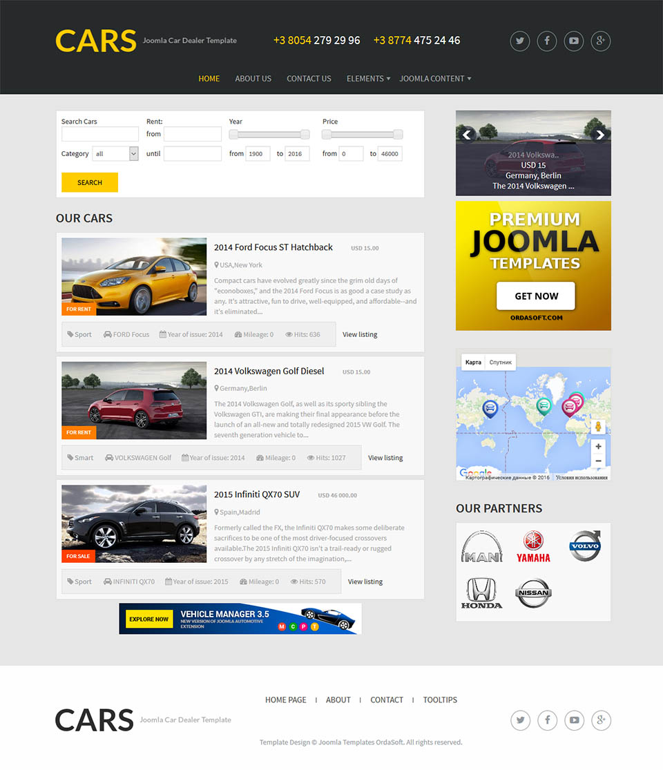 Joomla template OrdaSoft Cars