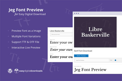 WordPress plugin CodeCanyon Jeg Font Preview