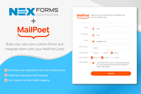 WordPress plugin CodeCanyon MailPoet For NEX-Forms