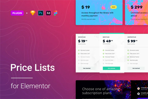 WordPress plugin CodeCanyon Price List for Elementor