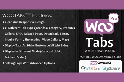 WordPress plugin CodeCanyon Woocommerce Tabs Pro