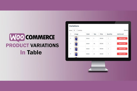 WordPress plugin CodeCanyon WooCommerce Variations In Table