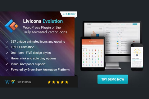 WordPress plugin CodeCanyon LivIcons Evolution