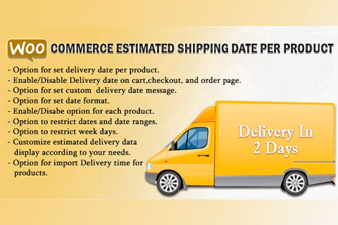 WordPress plugin CodeCanyon WooCommerce Estimated Delivery Or Shipping Date Per Product