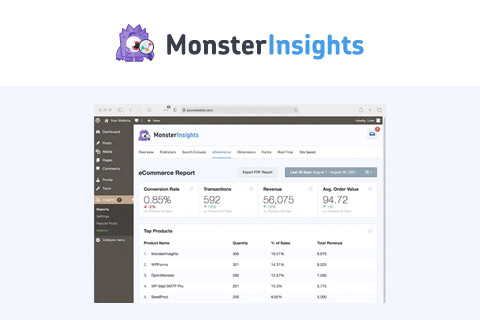 WordPress plugin MonsterInsights eCommerce Tracking