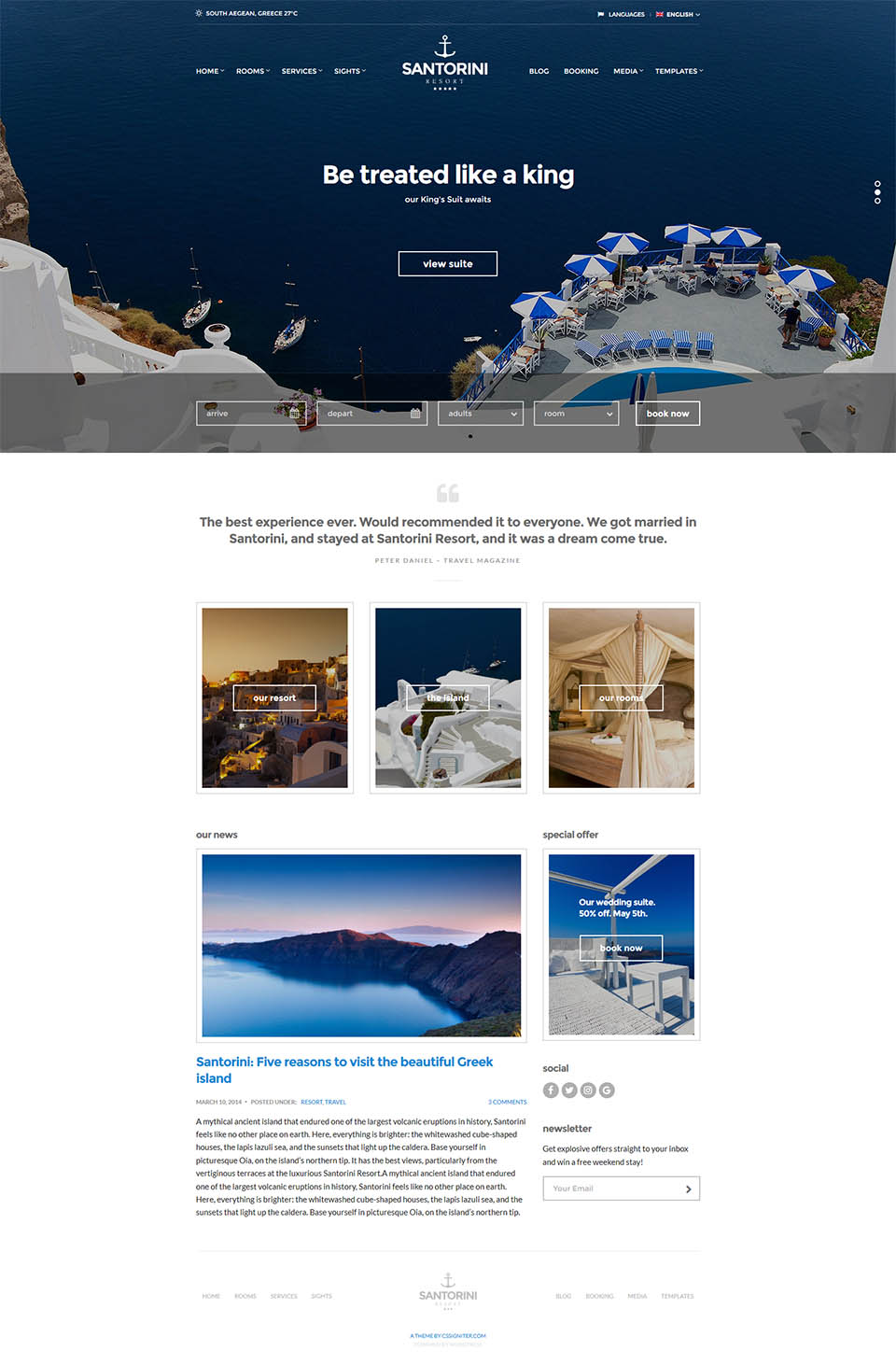 WordPress template CSSIgniter Santorini Resort