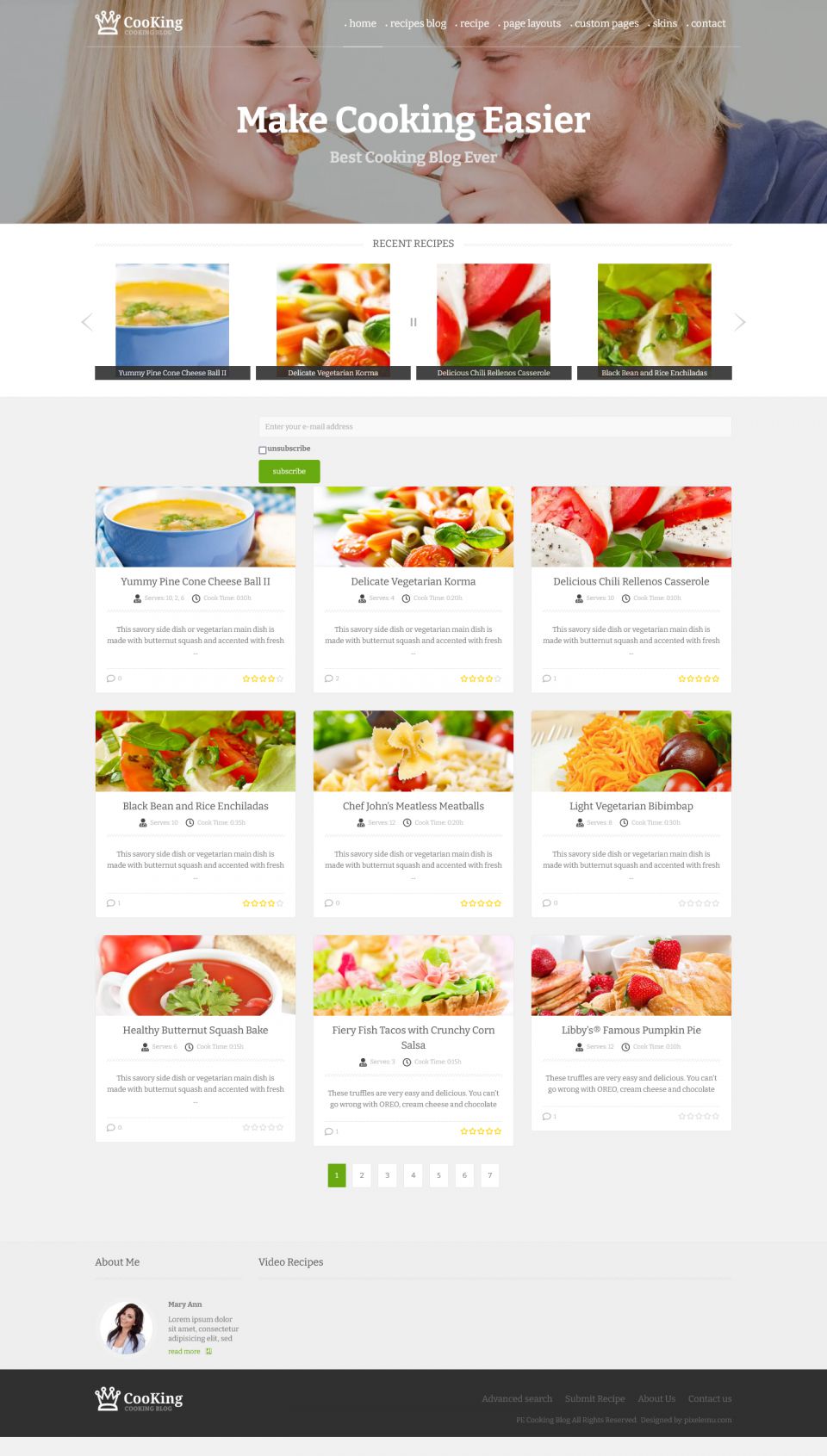 WordPress template DJ-Extensions Pe Cooking Blog