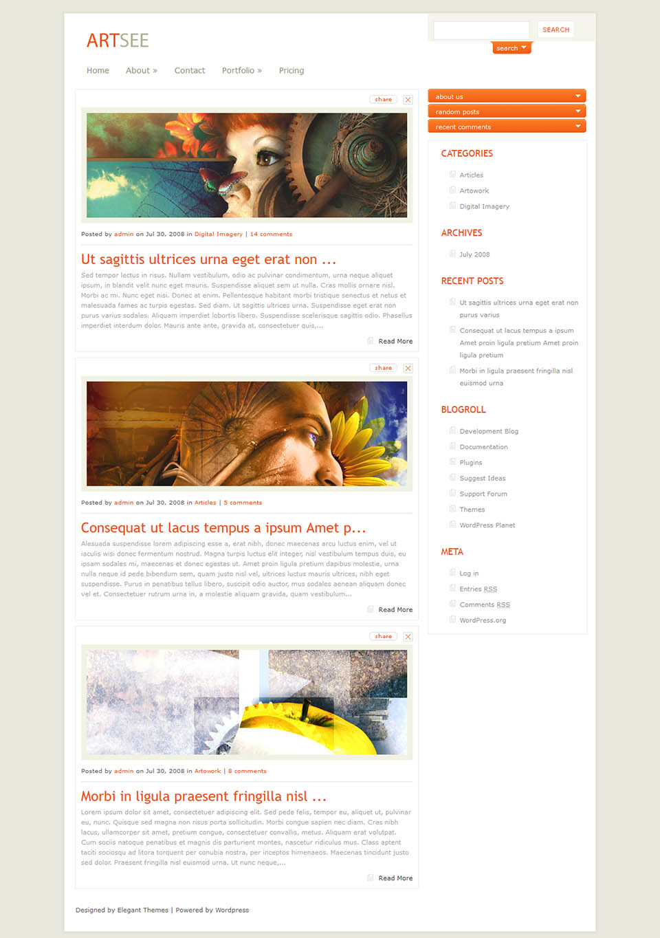 WordPress template ElegantThemes ArtSee