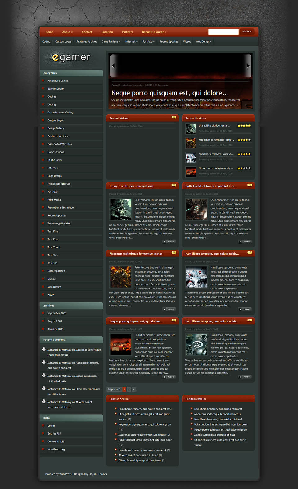 WordPress template ElegantThemes eGamer