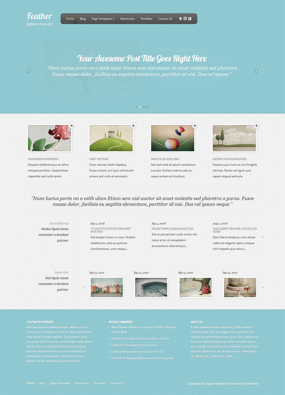 WordPress template ElegantThemes Feather