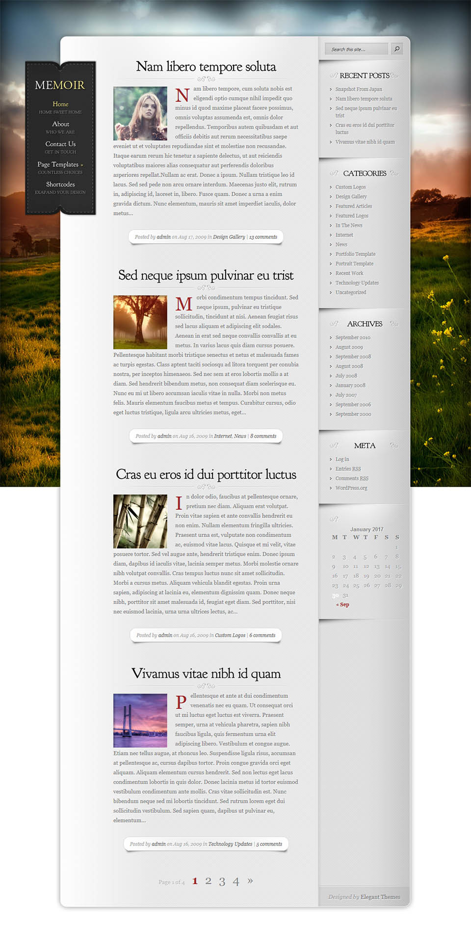 WordPress template ElegantThemes Memoir