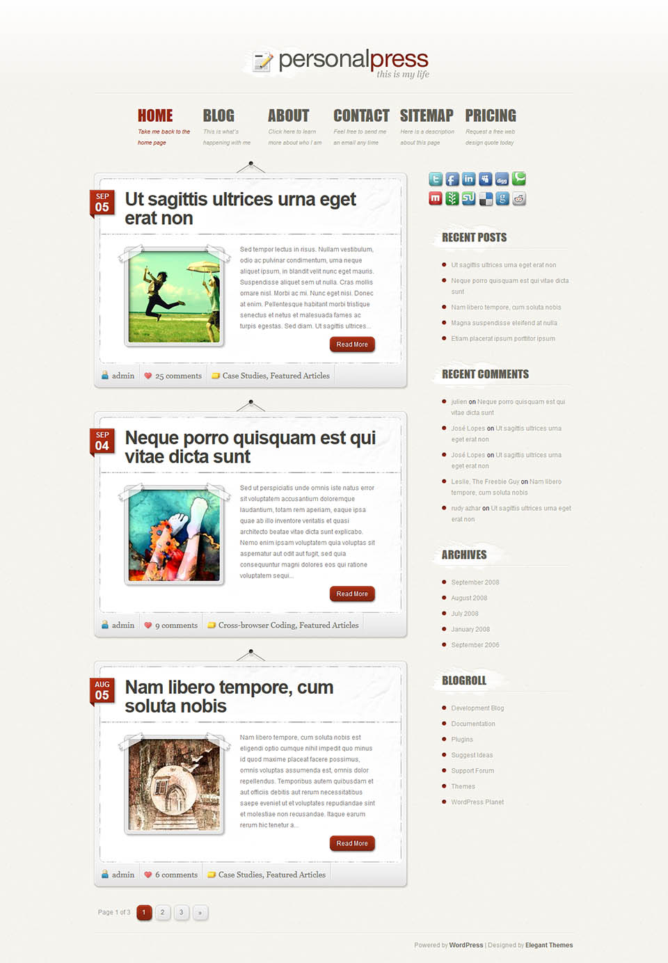 WordPress template ElegantThemes PersonalPress