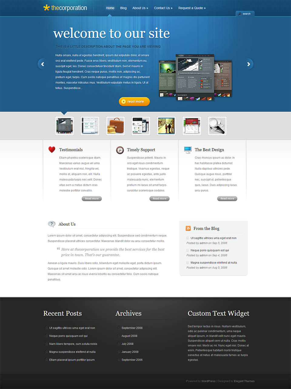 WordPress template ElegantThemes The Corporation