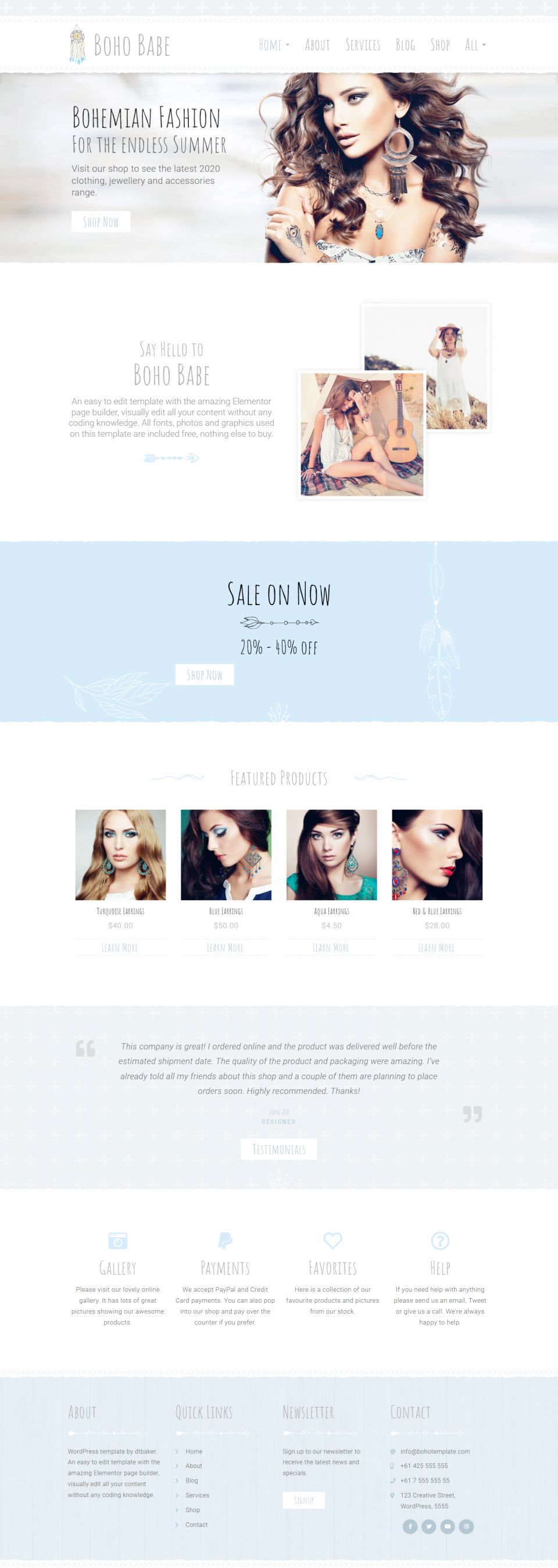 WordPress template ThemeForest Boho Babe