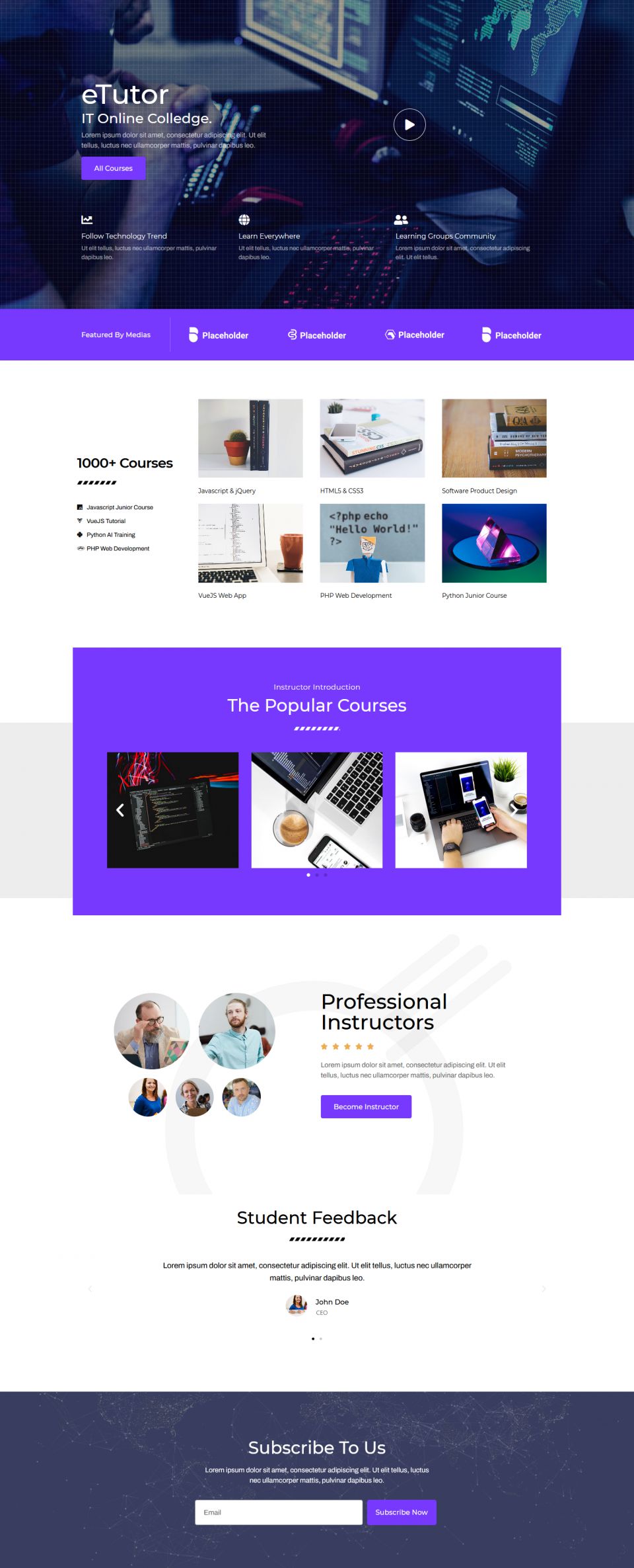 WordPress template ThemeForest eTutor