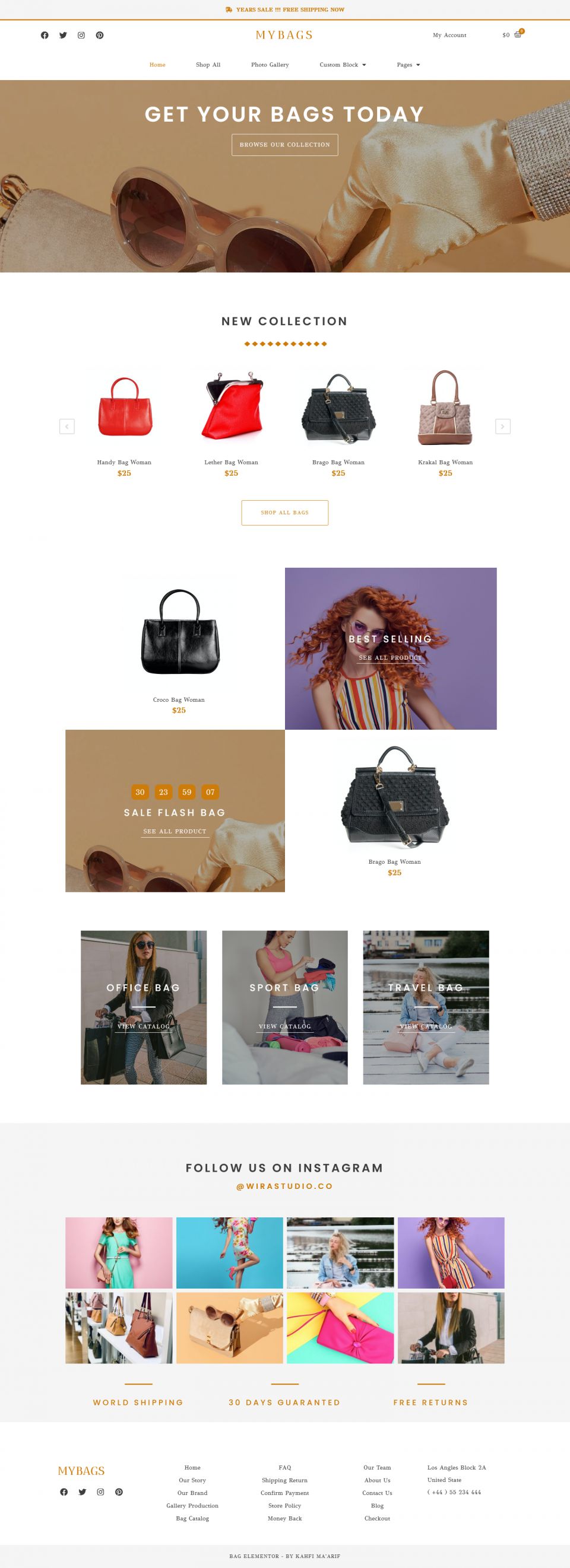 WordPress template ThemeForest Mybags