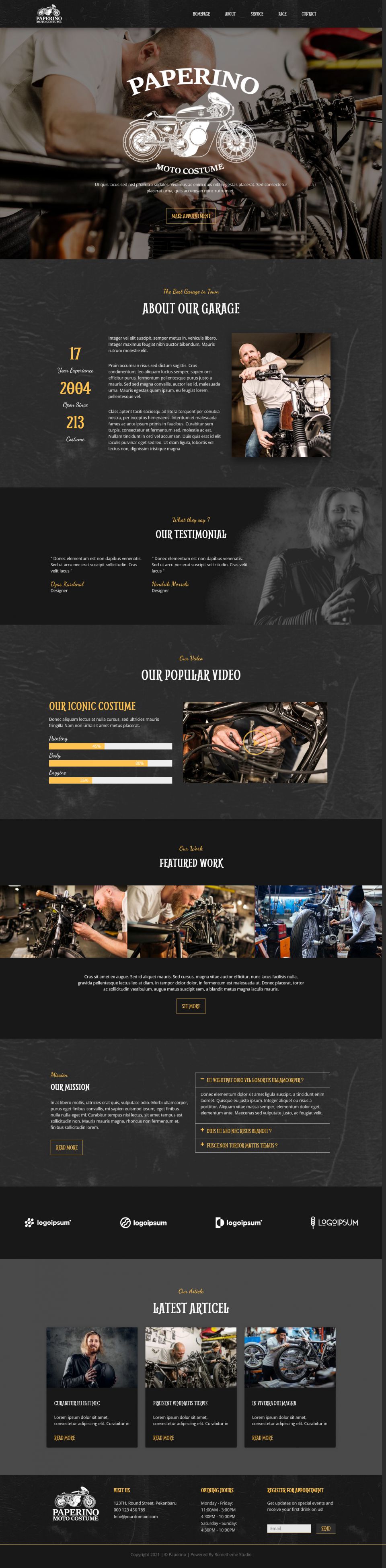 WordPress template ThemeForest Paperino Garage