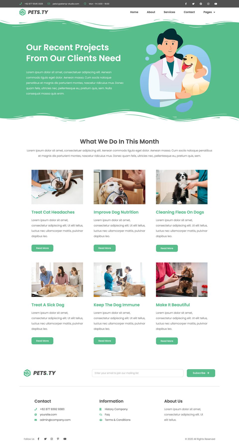 WordPress template ThemeForest Pets.Ty