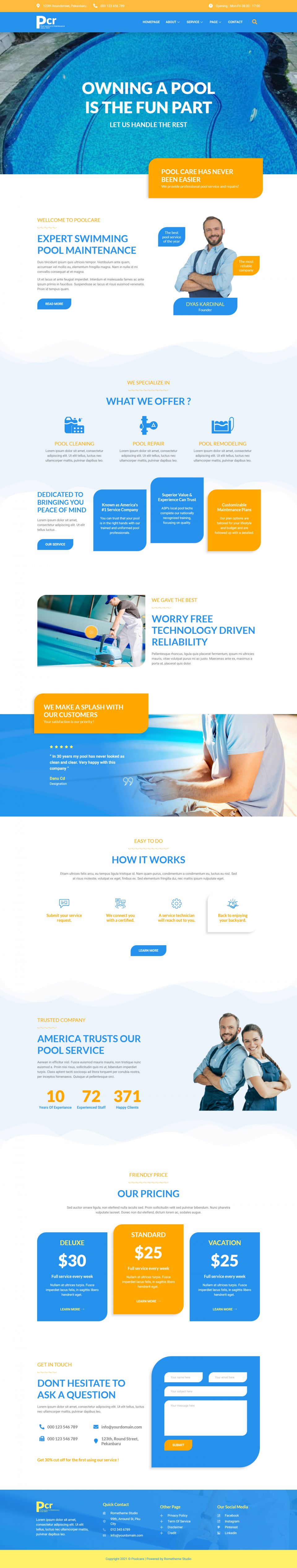 WordPress template ThemeForest Poolcare