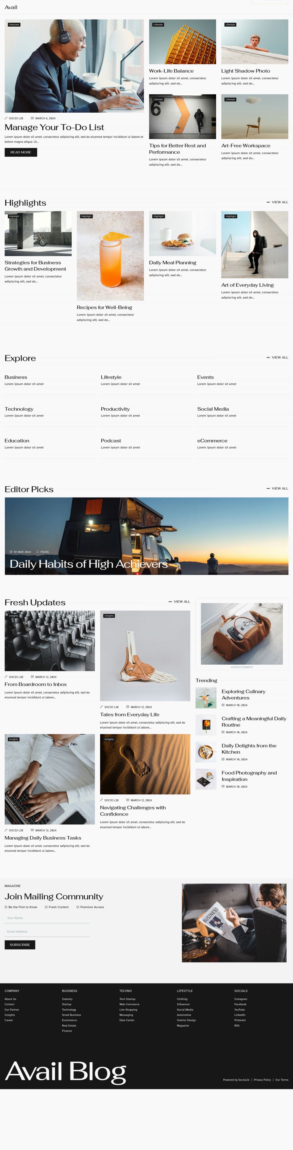 WordPress template ThemeForest Avail