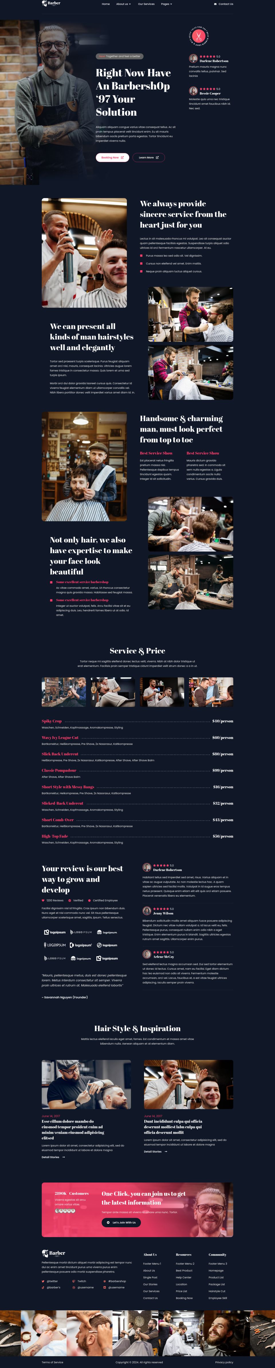 WordPress template ThemeForest Barber 1997