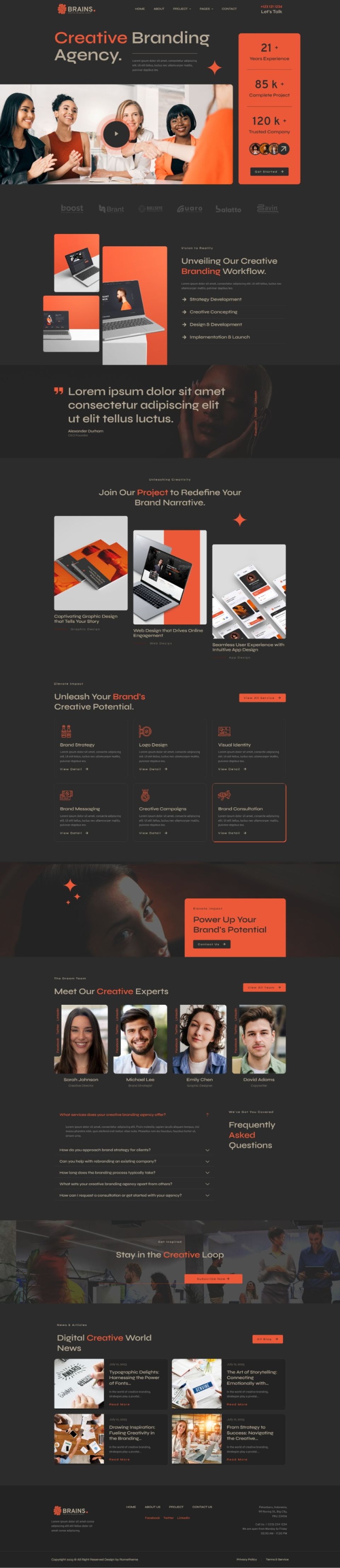 WordPress template ThemeForest Brains