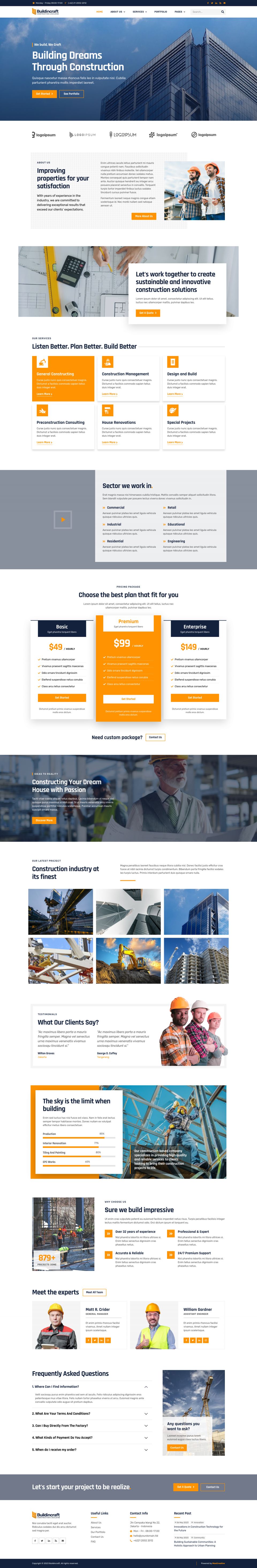 WordPress template ThemeForest BuildinCraft