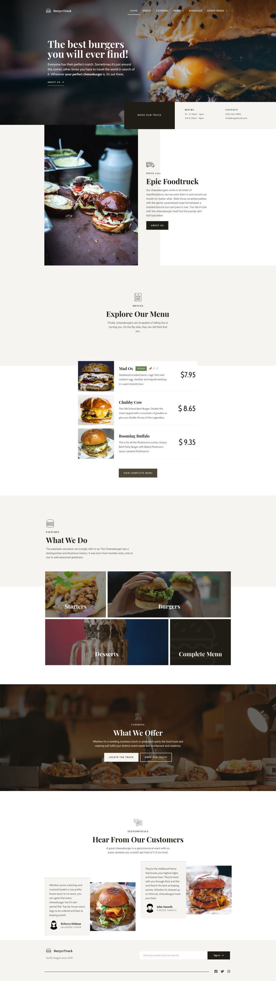 WordPress template ThemeForest Burger Food Truck