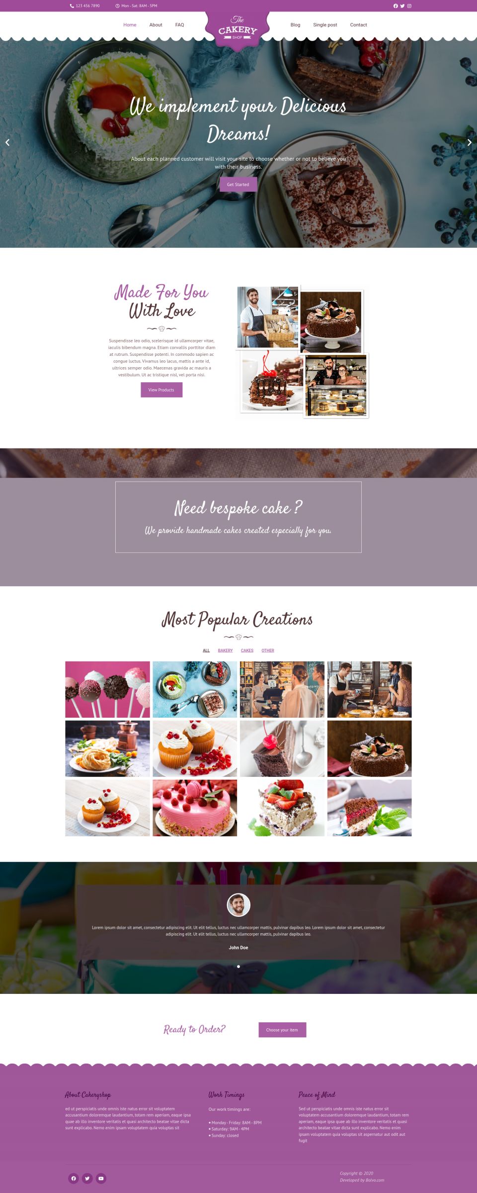 WordPress template ThemeForest Cakeryshop