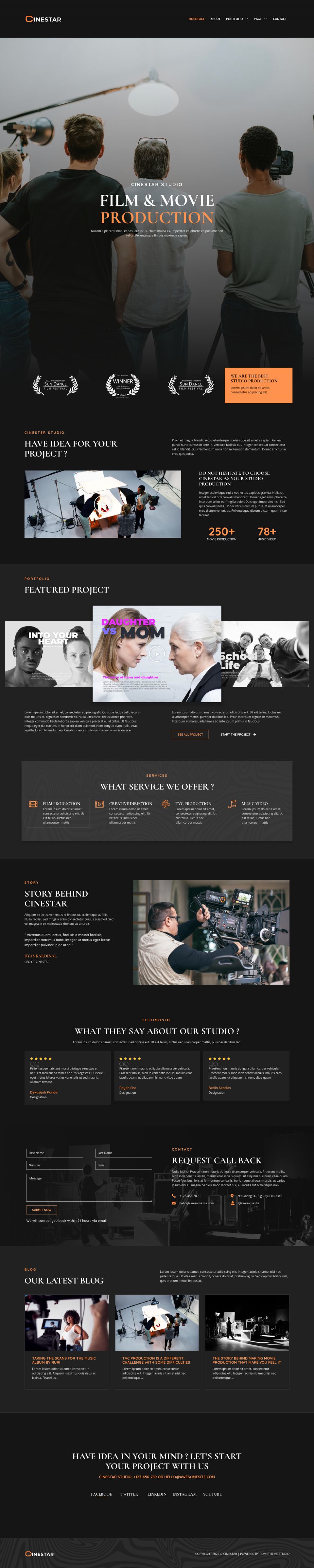 WordPress template ThemeForest Cinestar