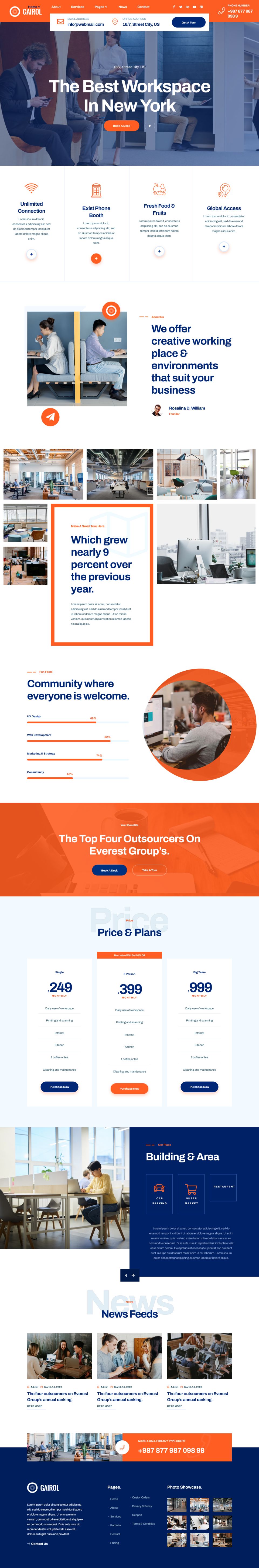 WordPress template ThemeForest Coworking & Creative