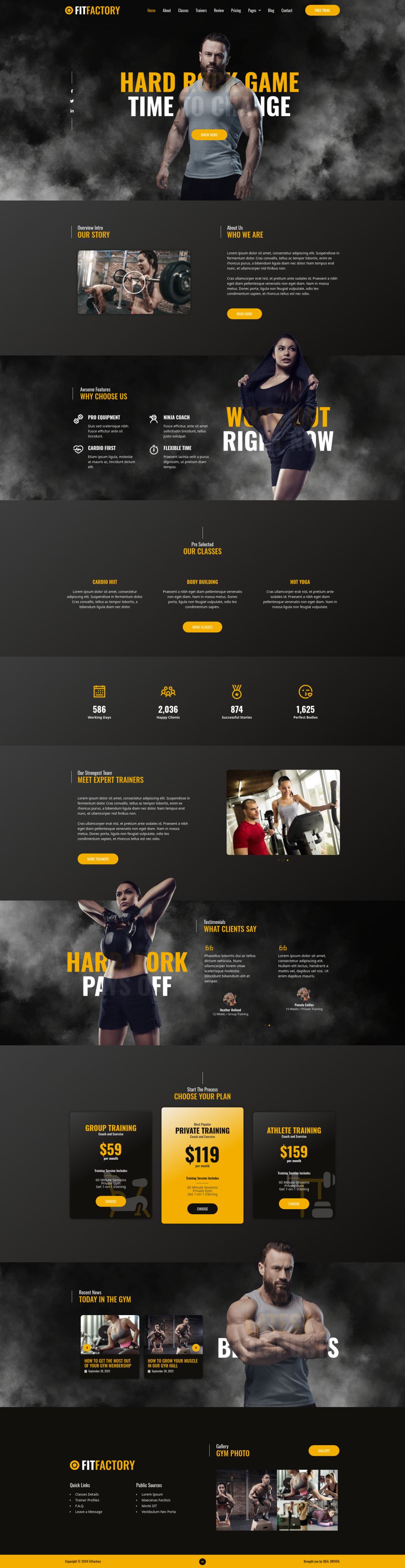 WordPress template ThemeForest Fit Factory