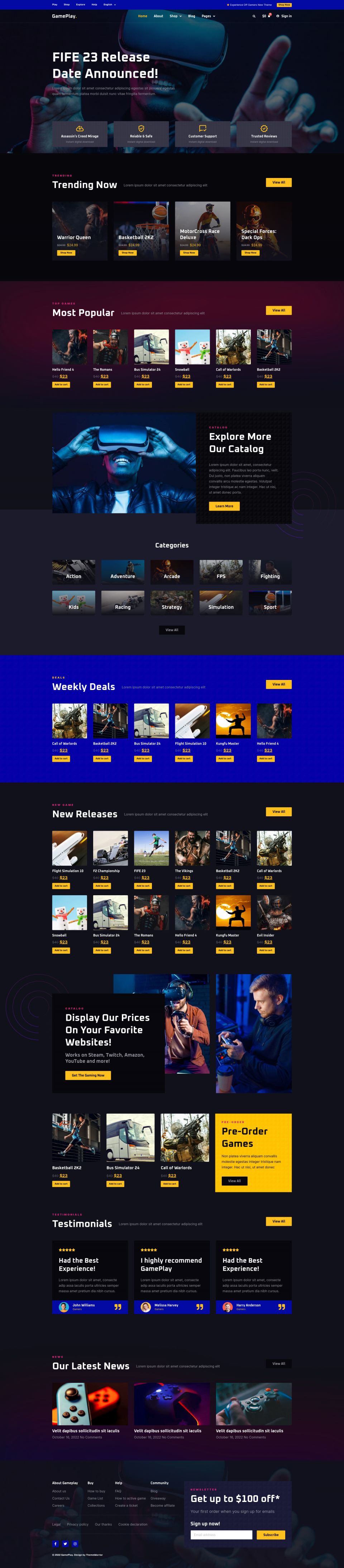 WordPress template ThemeForest GamePlay