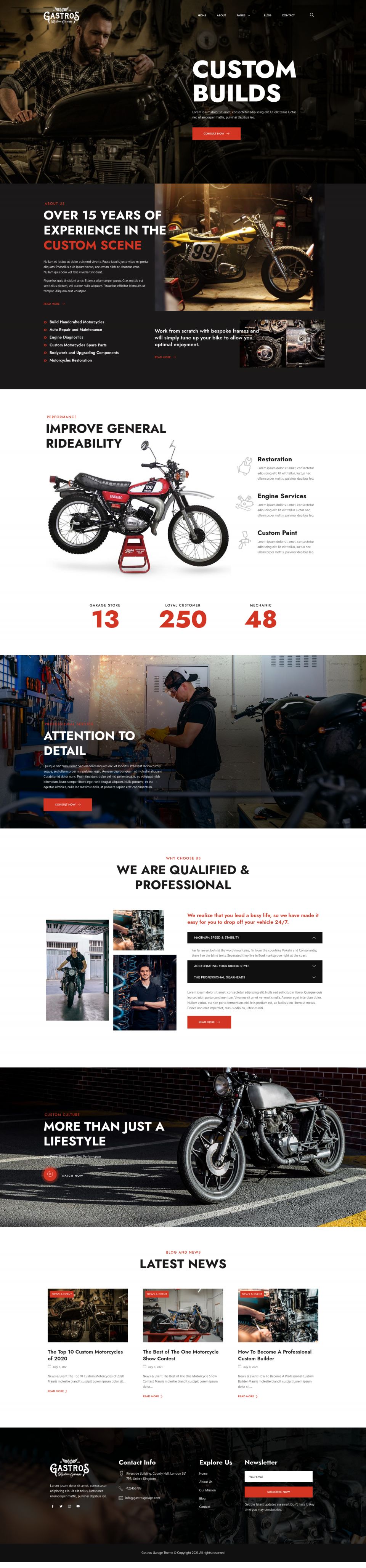 WordPress template ThemeForest Gastros Garage