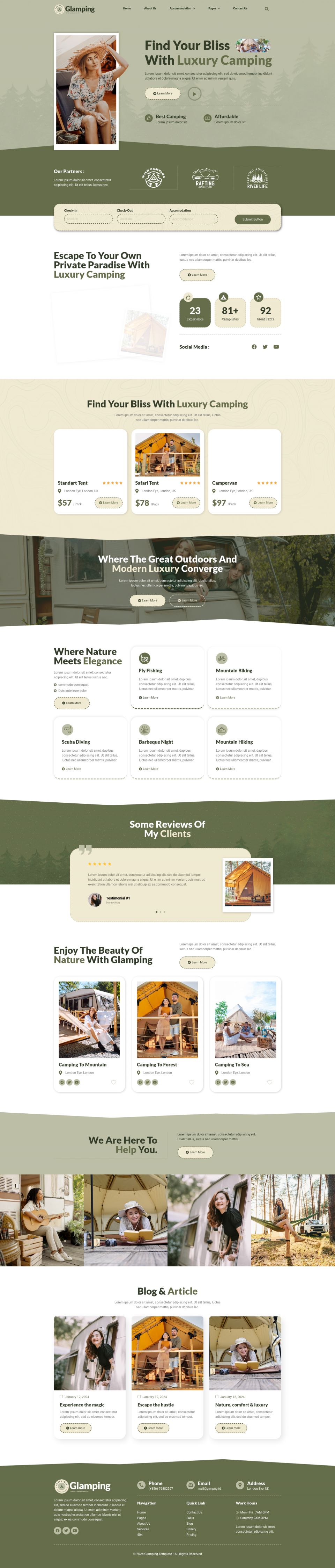 WordPress template ThemeForest Glamping