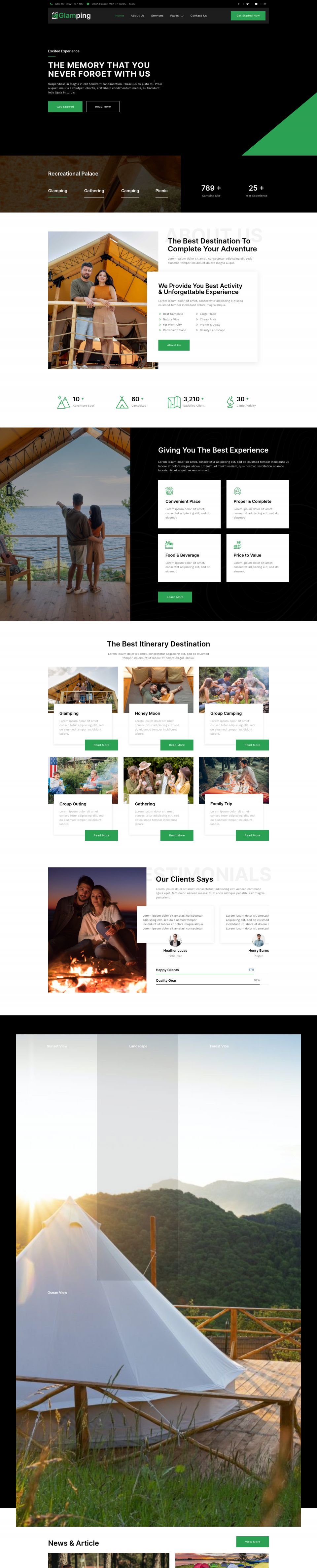 WordPress template ThemeForest Glamping