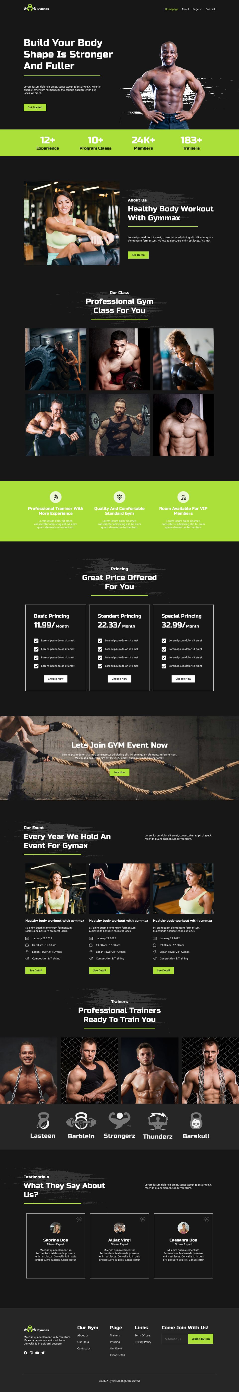 WordPress template ThemeForest Gymnes