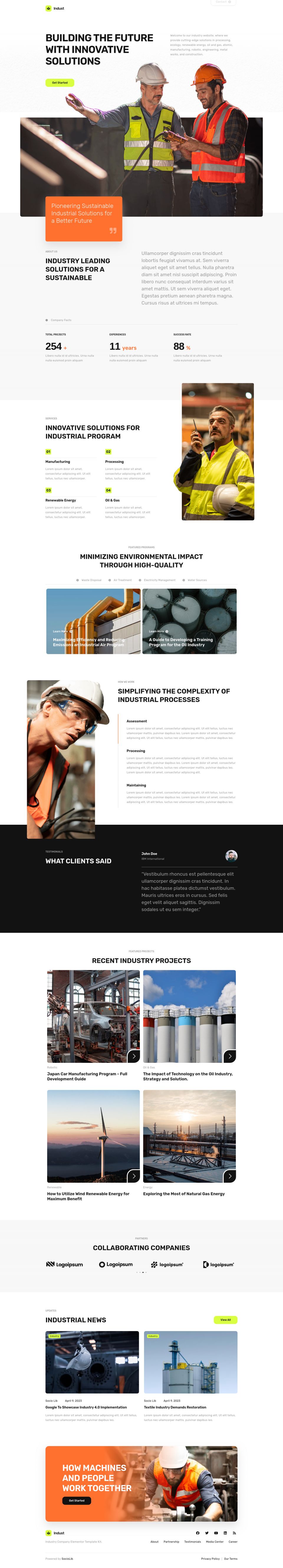 WordPress template ThemeForest Indust