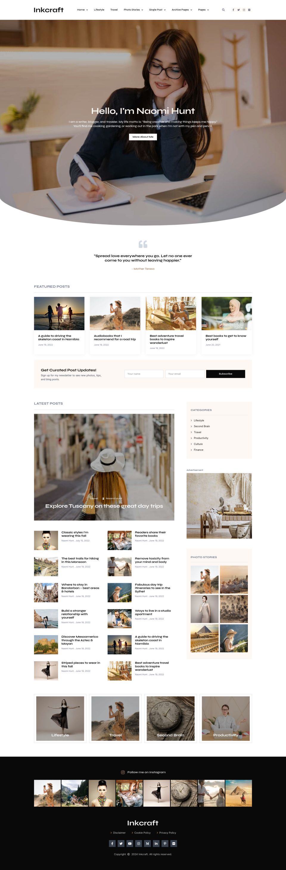 WordPress template ThemeForest Inkcraft