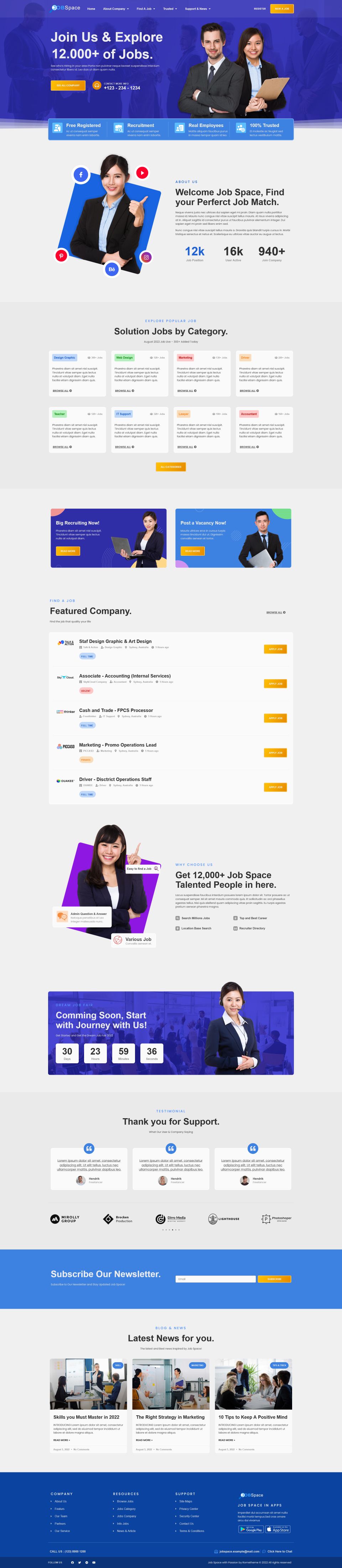 WordPress template ThemeForest Job Space