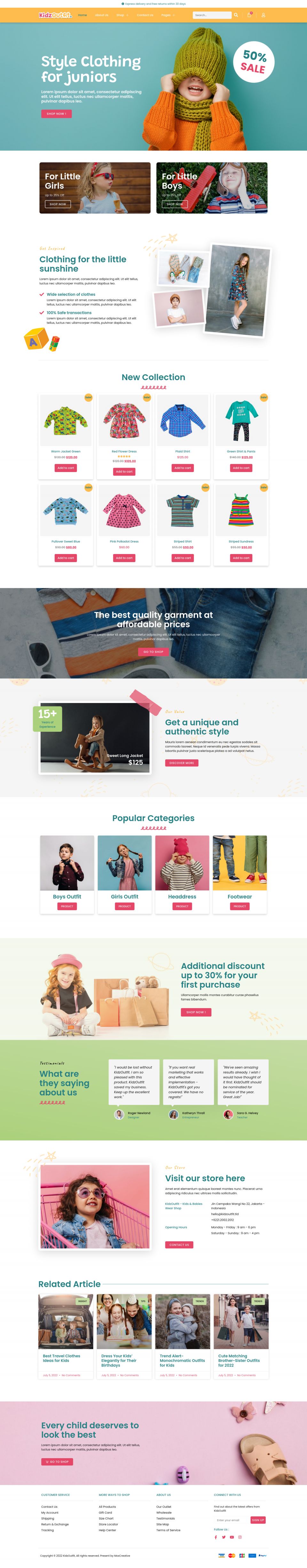 WordPress template ThemeForest KidzOutfit