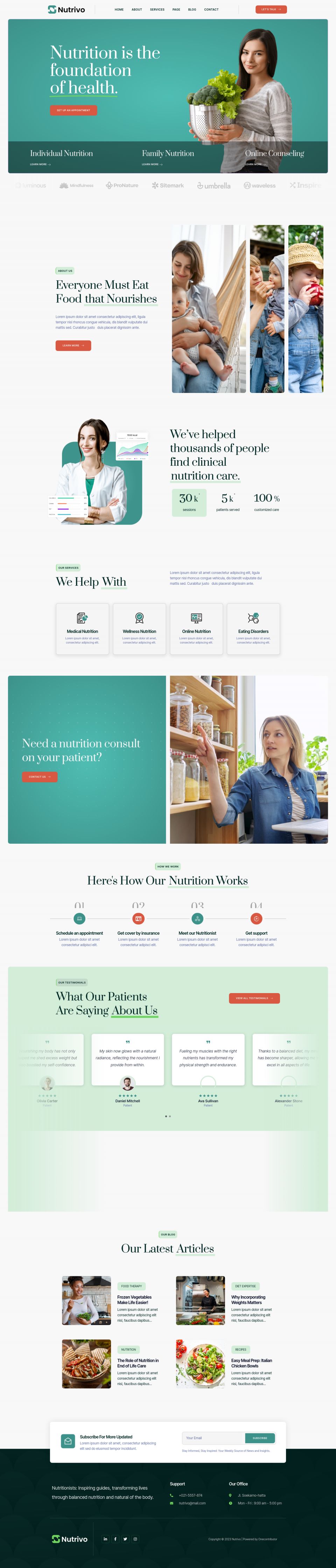 WordPress template ThemeForest Nutrivo