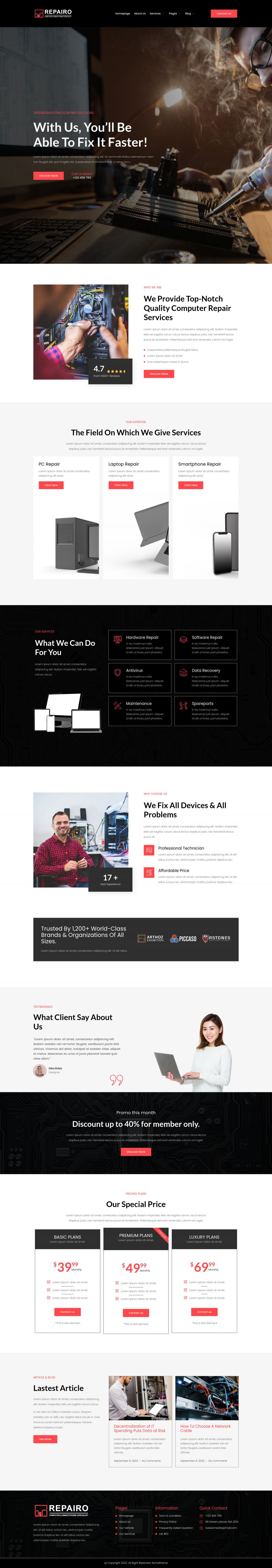 WordPress template ThemeForest Repairo