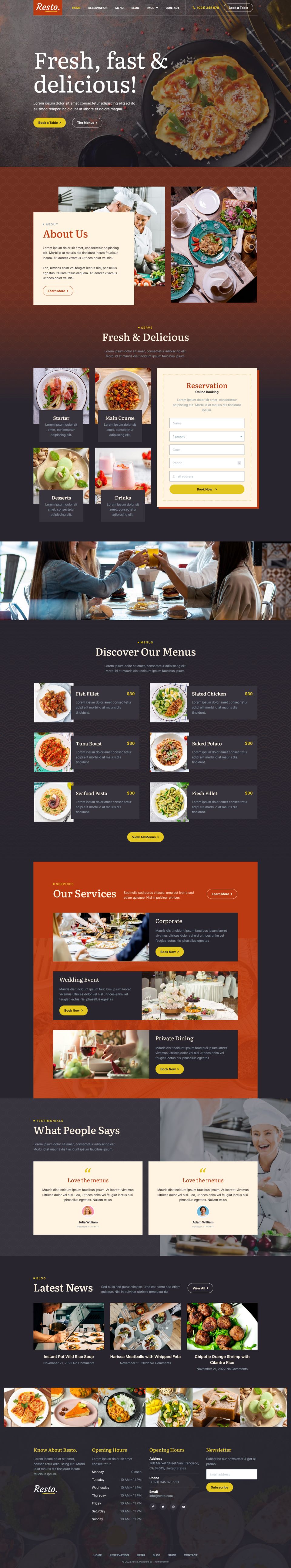 WordPress template ThemeForest Resto