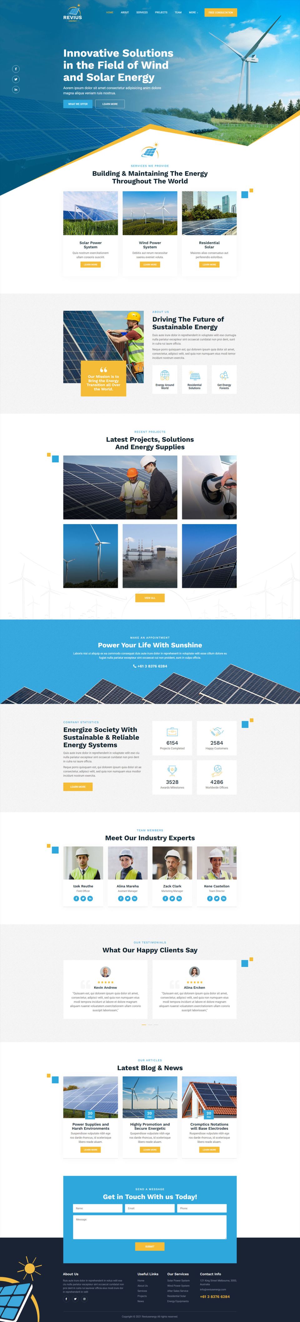 WordPress template ThemeForest Revius Energy