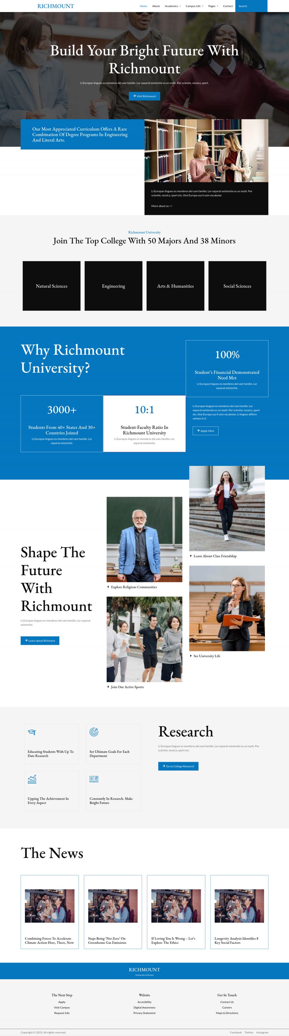 WordPress template ThemeForest Richmount University