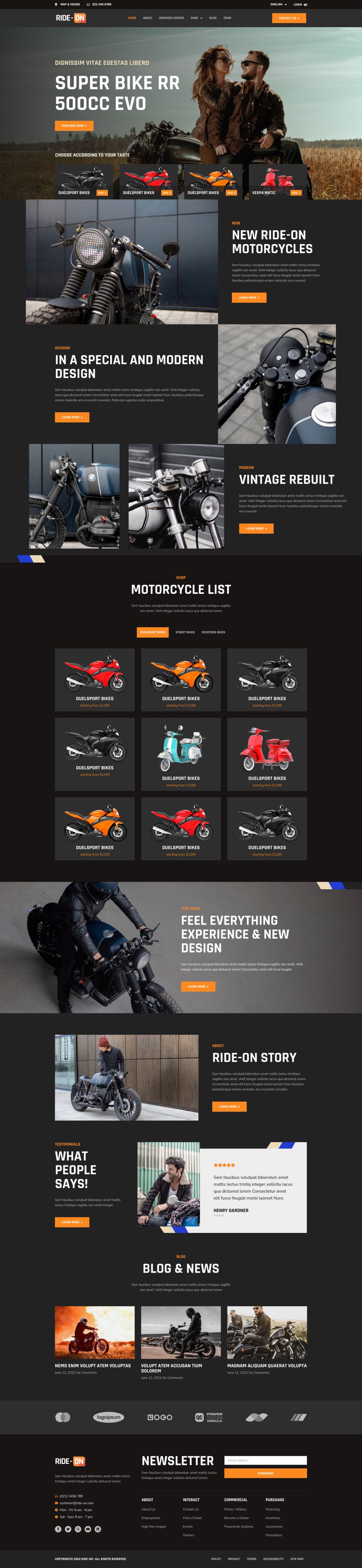 WordPress template ThemeForest Ride ON